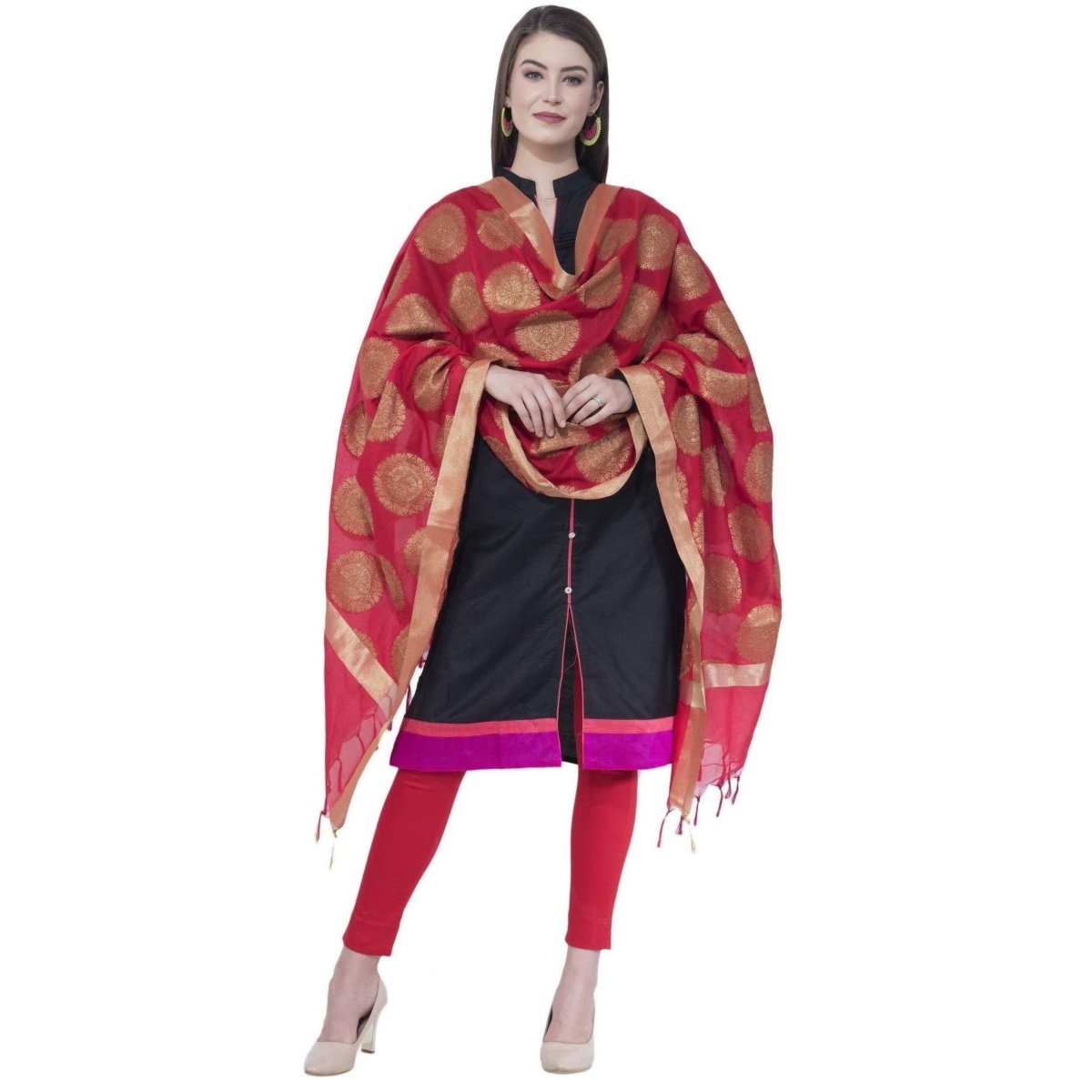 A R Silk Red Color VNS Big Gola Dupattas and Chunnis | Grab2Buy