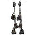 MS Fashion India Antique Fashion Kashmiri Black Color Long Hangings Chains Jhumkas Pearls Earrings | Grab2Buy