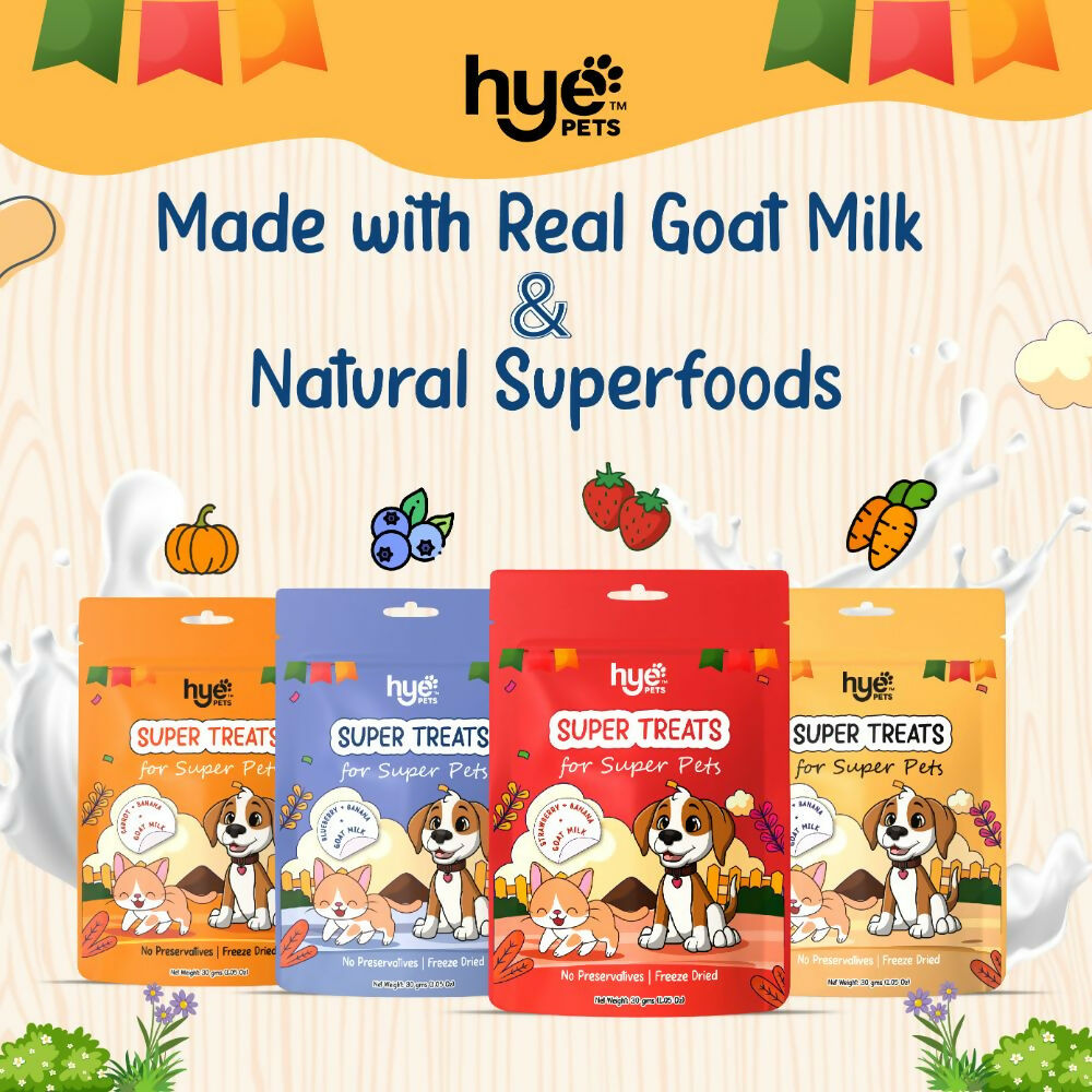Hye Pets Super Treats For Super Pets – Freeze Dried Treats Made With Goat Milk, Carrot & Banana | Grab2Buy