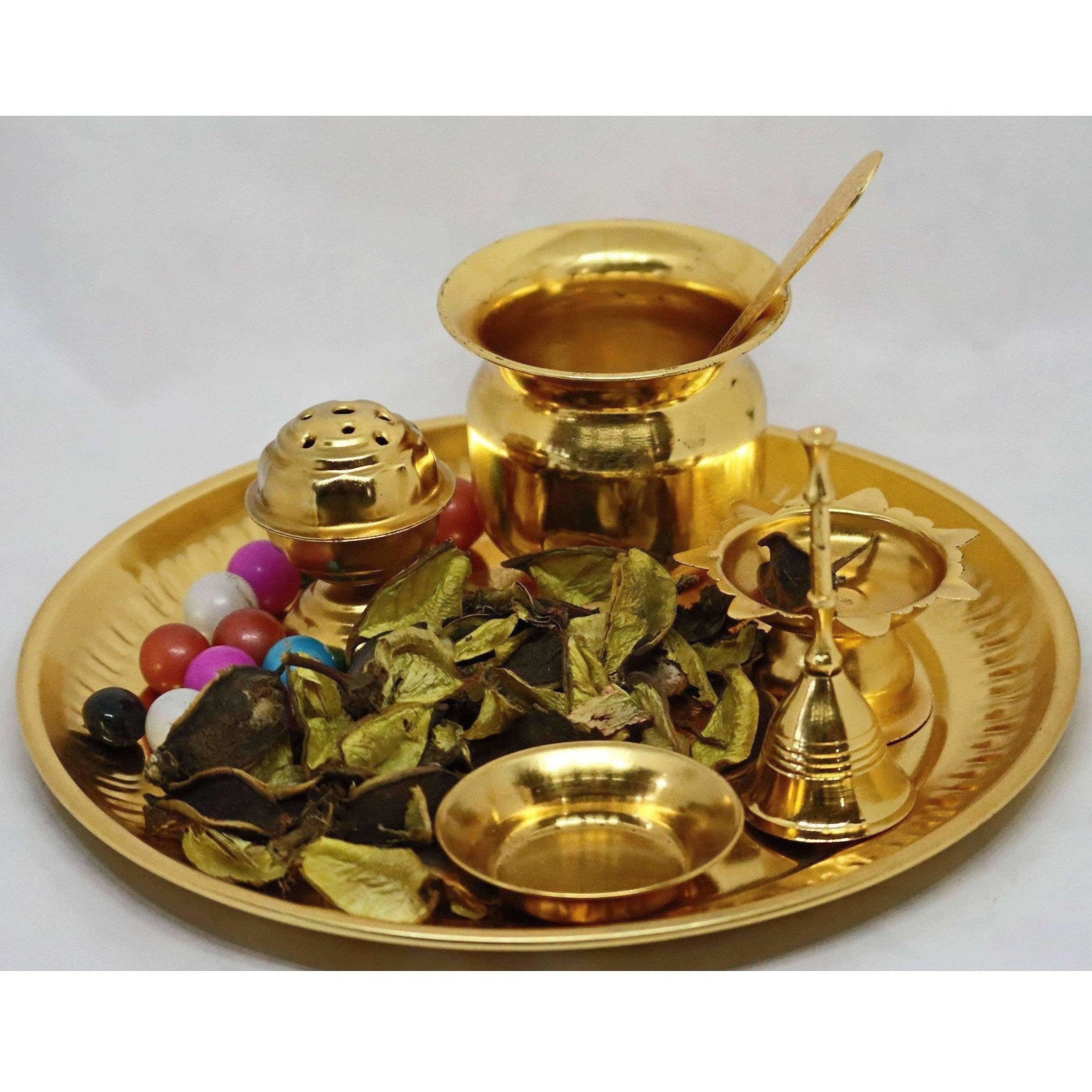 Chahat Premium Living Brass Pooja Thali Set | Grab2Buy