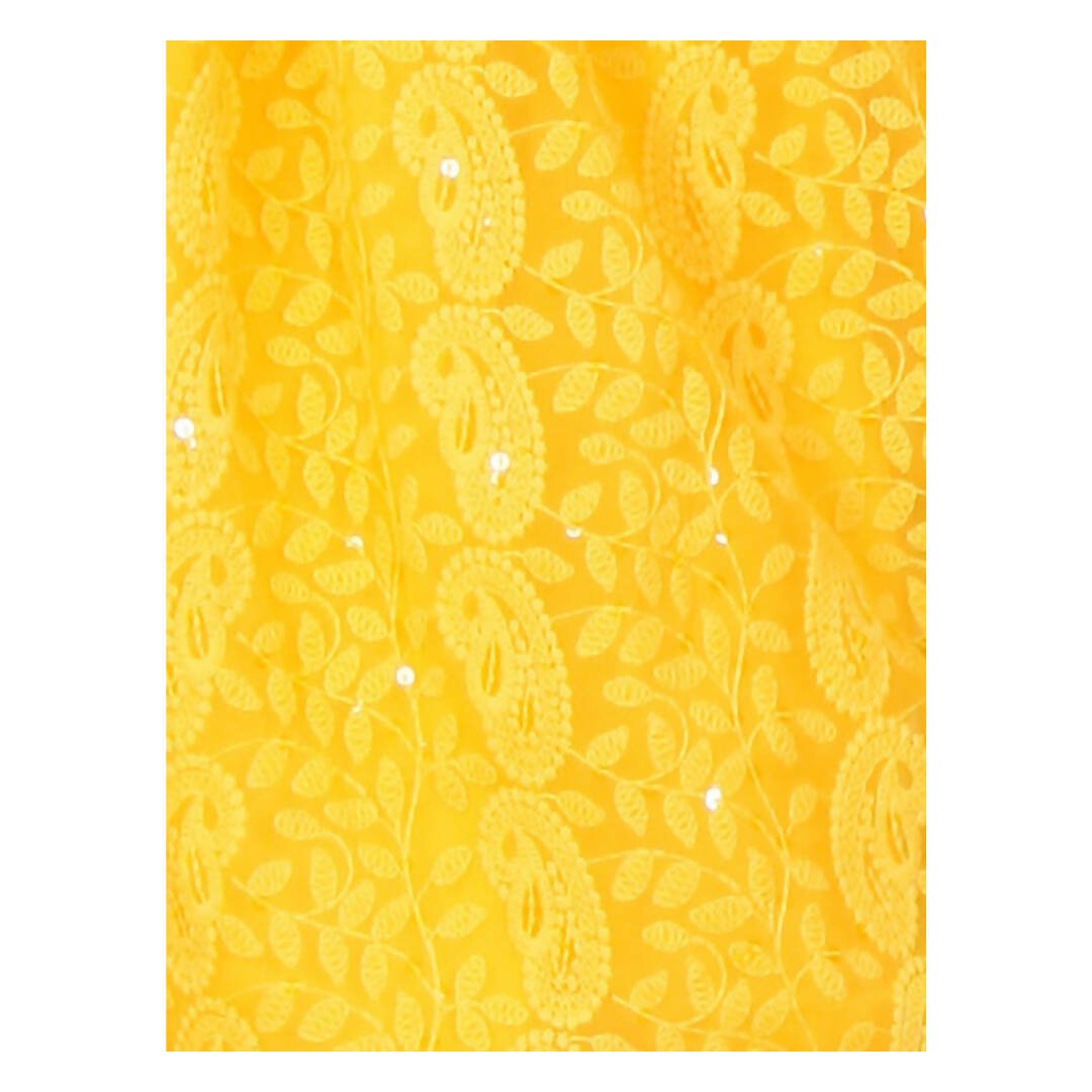 Akarshan viscose Lukhnowi Chikankari Anarkali kurta with Leggings - Yellow | Grab2Buy