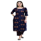 Lagi Women's Blue Printed Straight Kurta & Pant (MC38B) | Grab2Buy