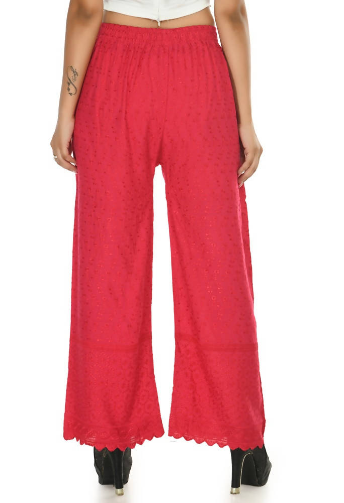 Mominos Fashion Moeza Reyon Cotton Magenta Color Chikan Work Palazzo | Grab2Buy