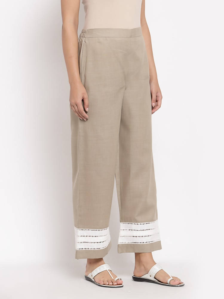 Myshka Women's Trendy Grey Cotton Solid Casual Trouser | Grab2Buy