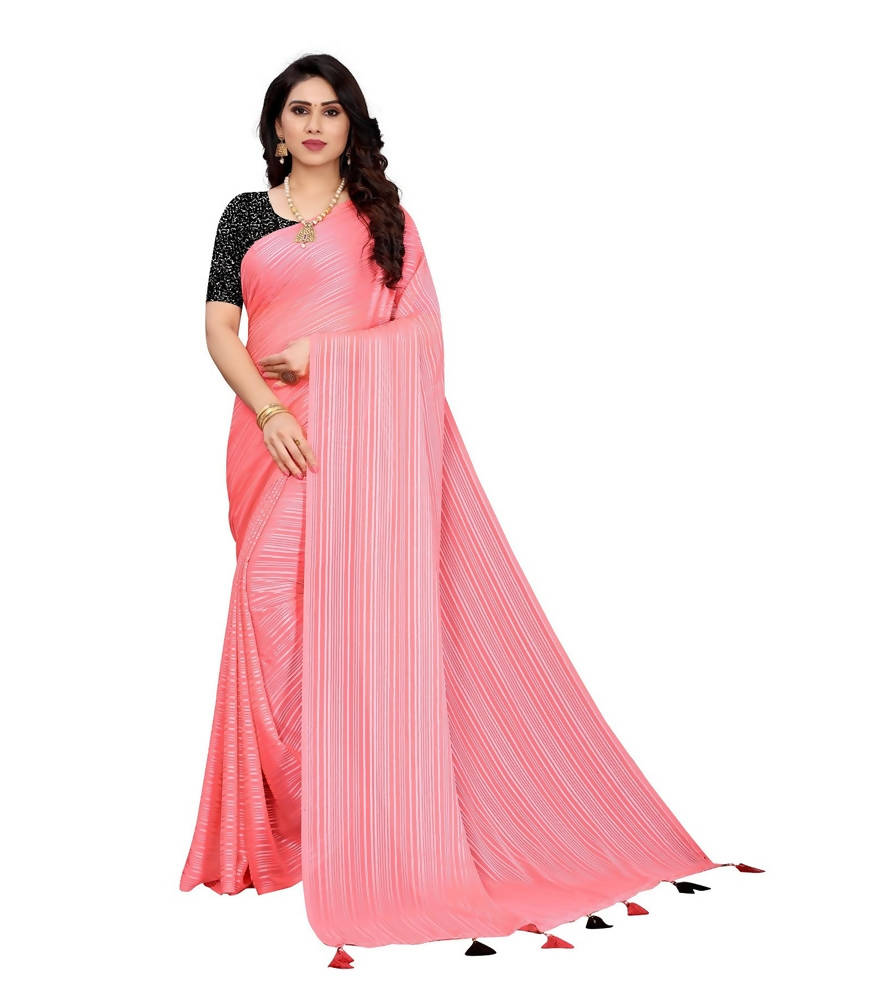 Vamika Pink Georgette Seqence Saree (Riva Pink) | Grab2Buy