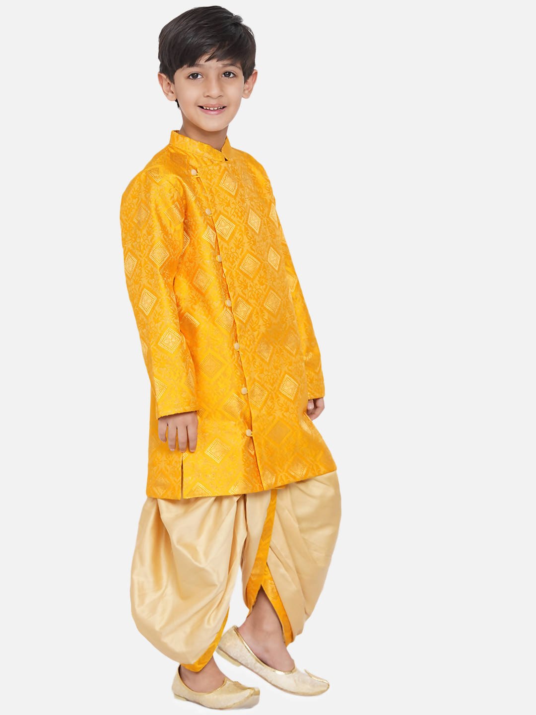 Little Bansi Boys Angrakha Kurta with Dhoti Royal yellow | Grab2Buy