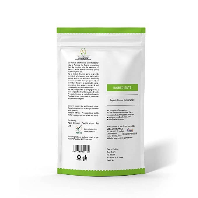 Orgabite Organic Masoor Malka Whole | Grab2Buy