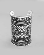 VOJ Silver Plated Oxidised Long Cuff Bracelet | Grab2Buy