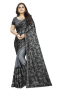 Vamika Grey Lycra Blend Printed Floral Saree | Grab2Buy