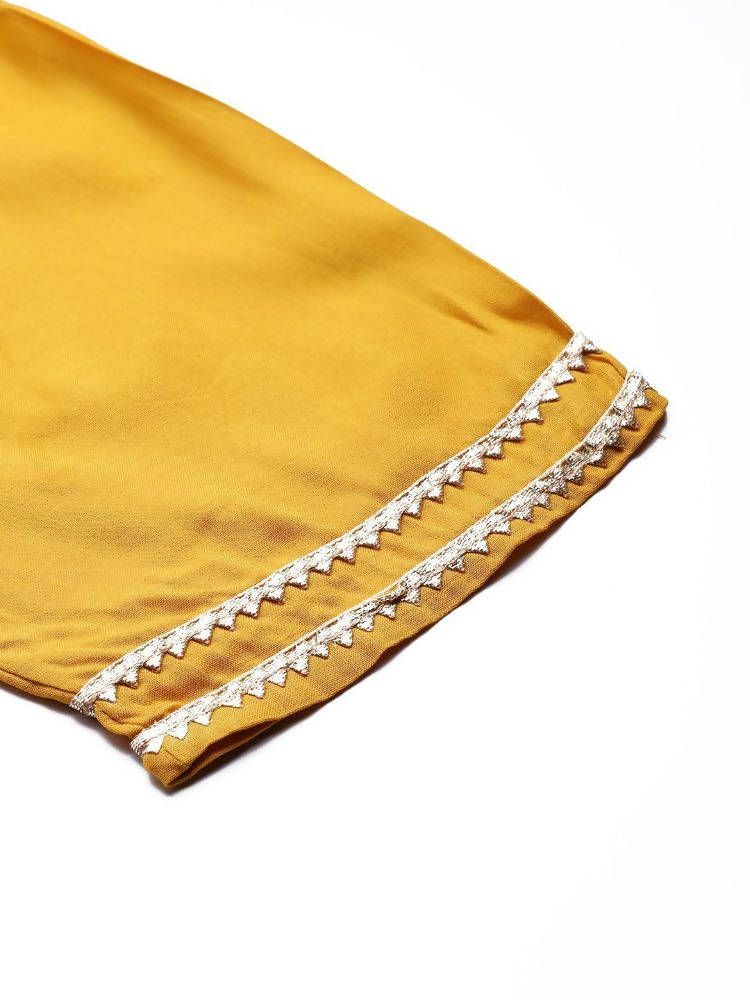 Yufta Women's Mustard Rayon Kurti With Pant Dupatta Set | Grab2Buy