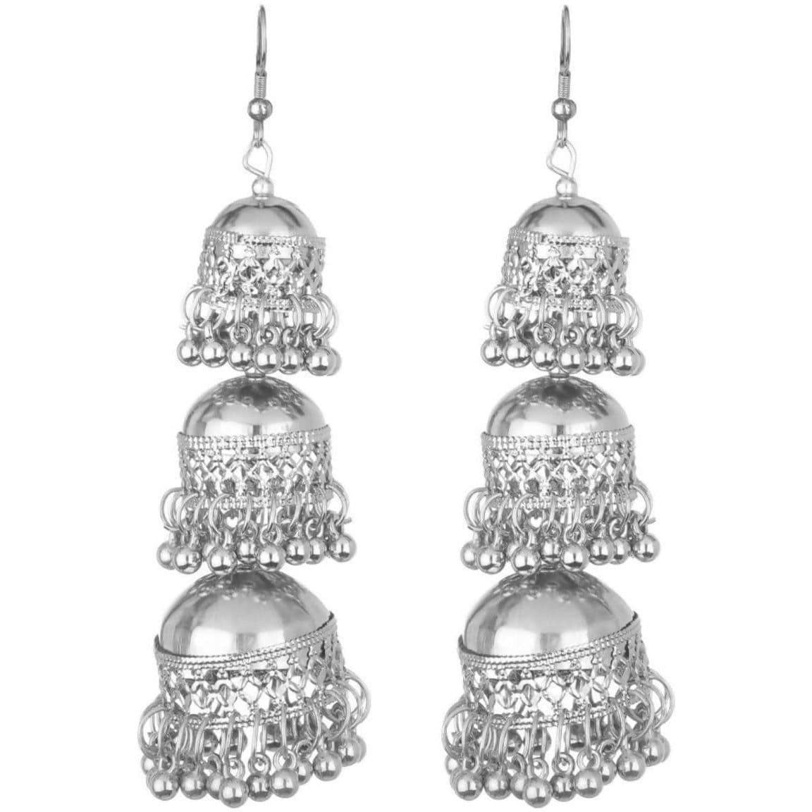 MS Fashion India Afghani Kashmiri Tribal Oxidized Dangle Long Earrings | Grab2Buy