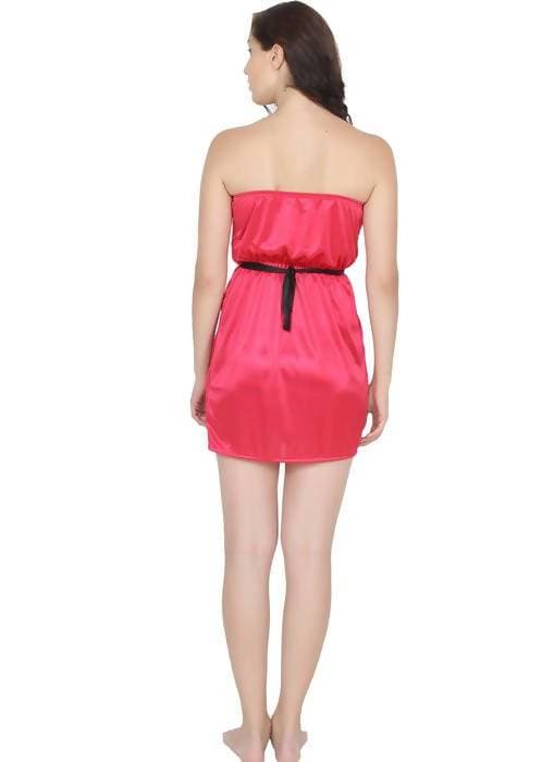 Ruhani HLSC Poly Satin Pink Tube Short Nighty Fits Bust (Ruhani-NT-07-FS) | Grab2Buy