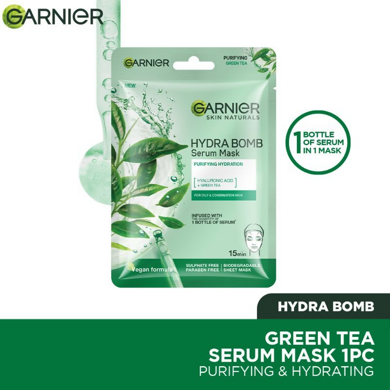 Garnier Skin Naturals Hydra Bomb Green Tea Face Serum Sheet Mask | Grab2Buy