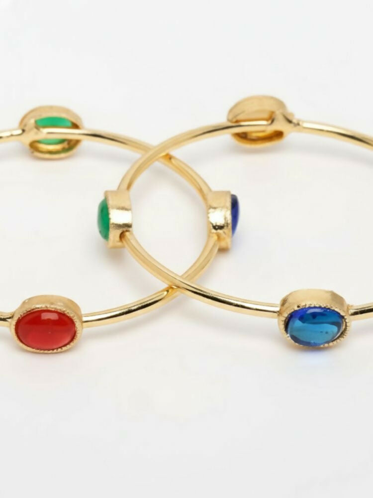 NVR Women Set of 2 Gold Plated Artificial Stone Bangle | Grab2Buy