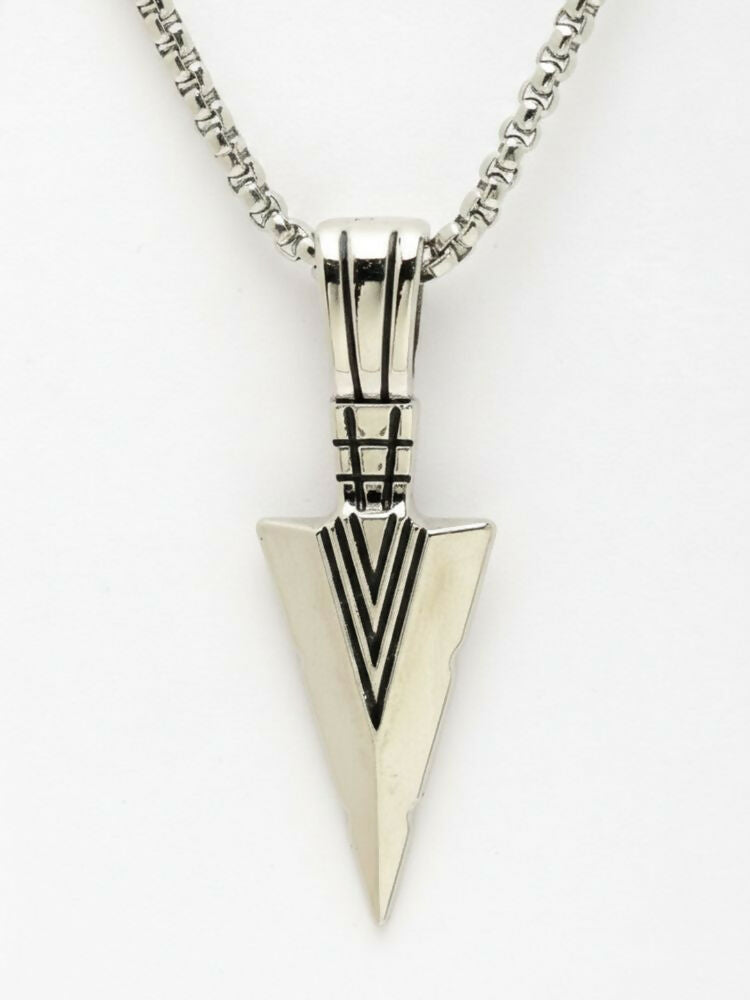 NVR Men's Arrow Shaped Silver Plated Pendant with Chain | Grab2Buy