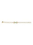 Gold-Polished Green White Kundan Beads Anklet Set Of 2 - Ruby Raang | Grab2Buy