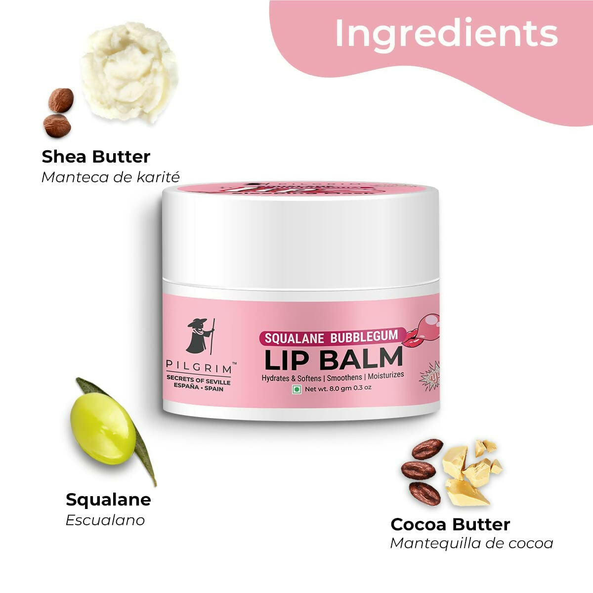 Pilgrim Spanish Lip Balm (Bubblegum) For Dark Lips, Soothing & Hydrating Dry & Chapped Lips | Grab2Buy