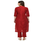 Lagi Women's Maroon Poly silk Straight Embroidred Kurta Pant (RO115A) | Grab2Buy