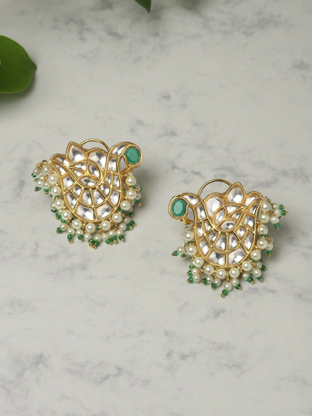 Oversized Kundan Studs with Meenakari- Ruby Raang | Grab2Buy