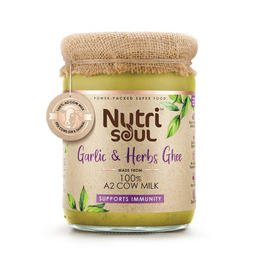 Nutrisoul Garlic & Herbs Ghee | Rich in Antioxidants | Pure Ghee Supports Immunity & Health | Grab2Buy