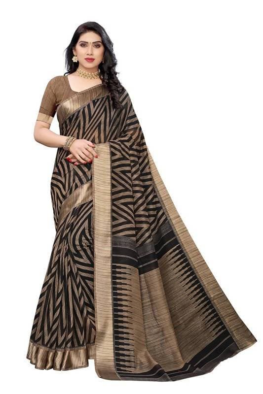 Vamika Black Linen Designer Saree (BEE BLACK) | Grab2Buy