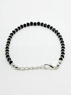 NVR Women Silver-Toned Black Brass Rhodium-Plated Link Bracelet