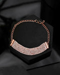 VOJ Gold-Polished AD Studded Multi Layar Charm Bracelet