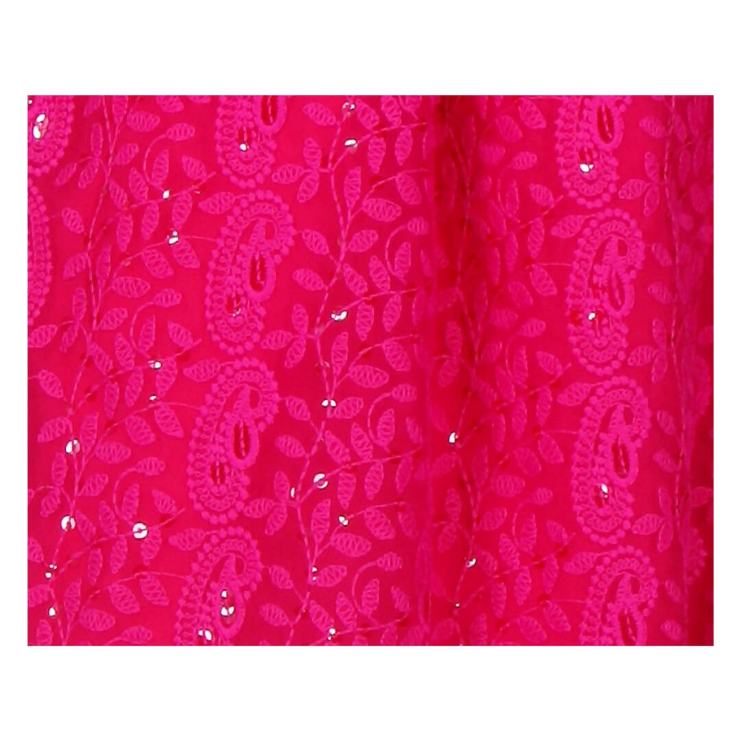 Akarshan viscose Lukhnowi Chikankari Anarkali kurta with leggings - Pink | Grab2Buy