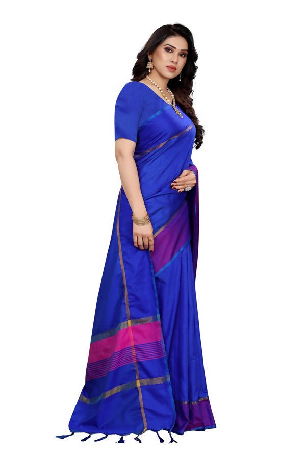 Vamika Royal Blue Cotton Silk Weaving Saree (Binita Royal Blue) | Grab2Buy