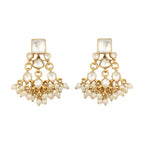 Nuyug 22K Gold Plated Ivory Dusk Kundan Earrings | Grab2Buy