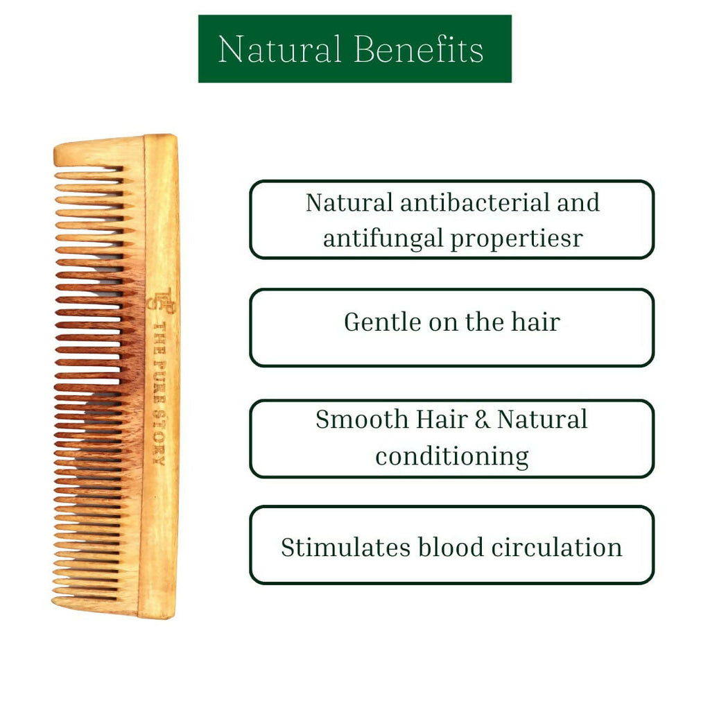 The Pure Story Oil Infused Neem Wood Dual Comb