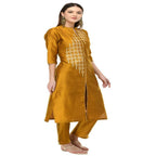 Lagi Women's Mustard Poly silk Straight Embroidred Kurta & Pant (RO115C) | Grab2Buy