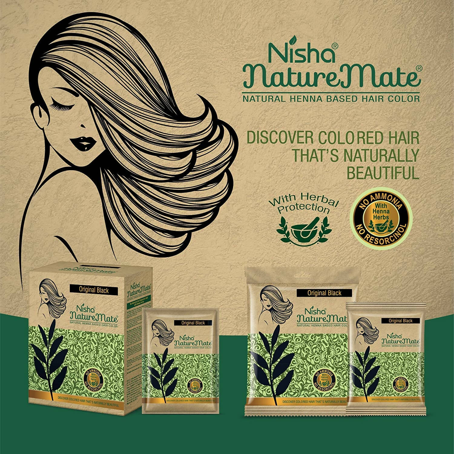 Nisha Nature Mate Henna Based Hair Black Color Powder | Grab2Buy