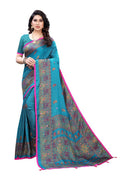 Vamika Rama Green Color Jute Silk Mirror Work Saree | Grab2Buy
