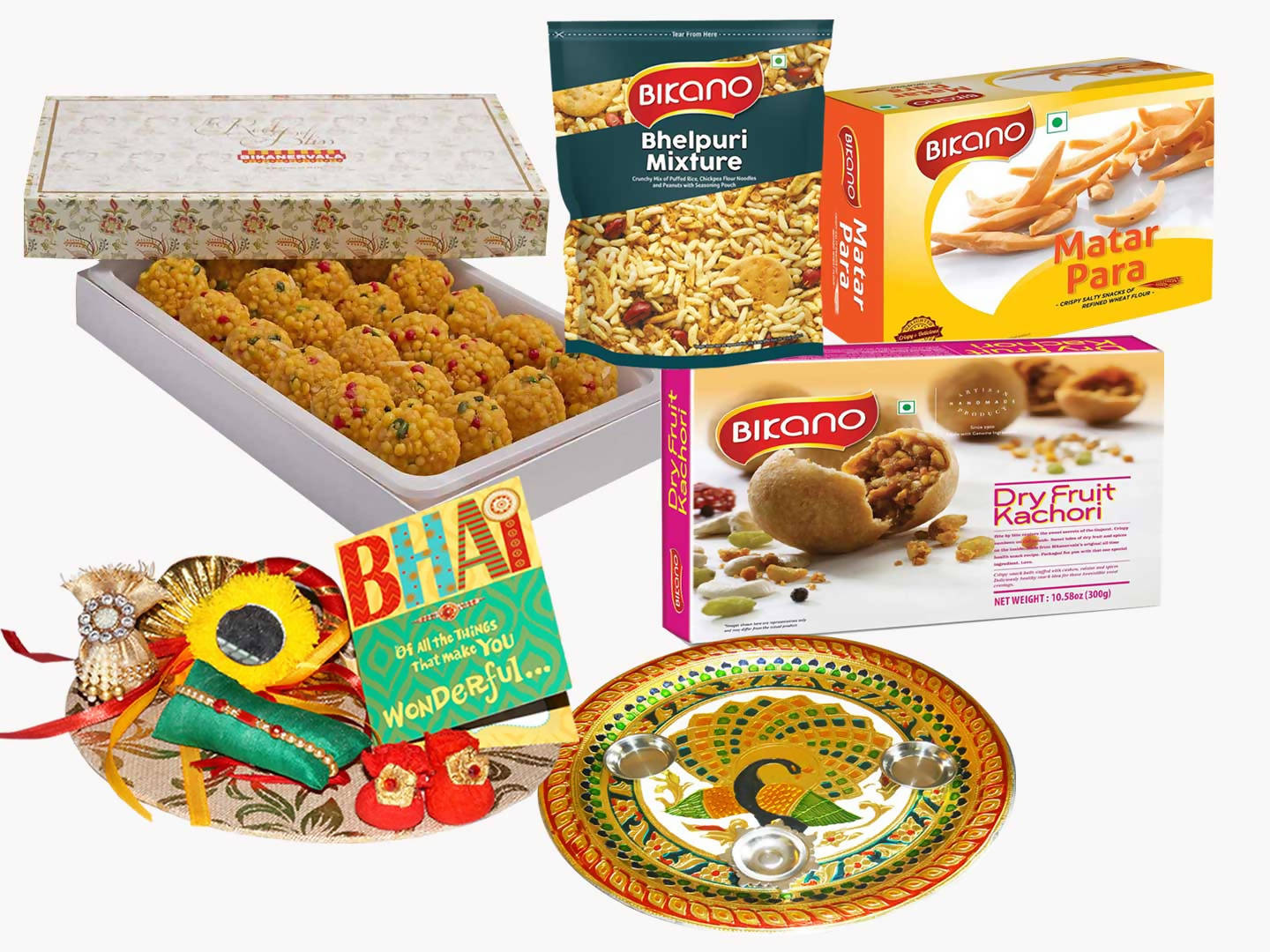 Bikanervala Tea Time Snacks Rakhi Puja Thali Hamper | Grab2Buy