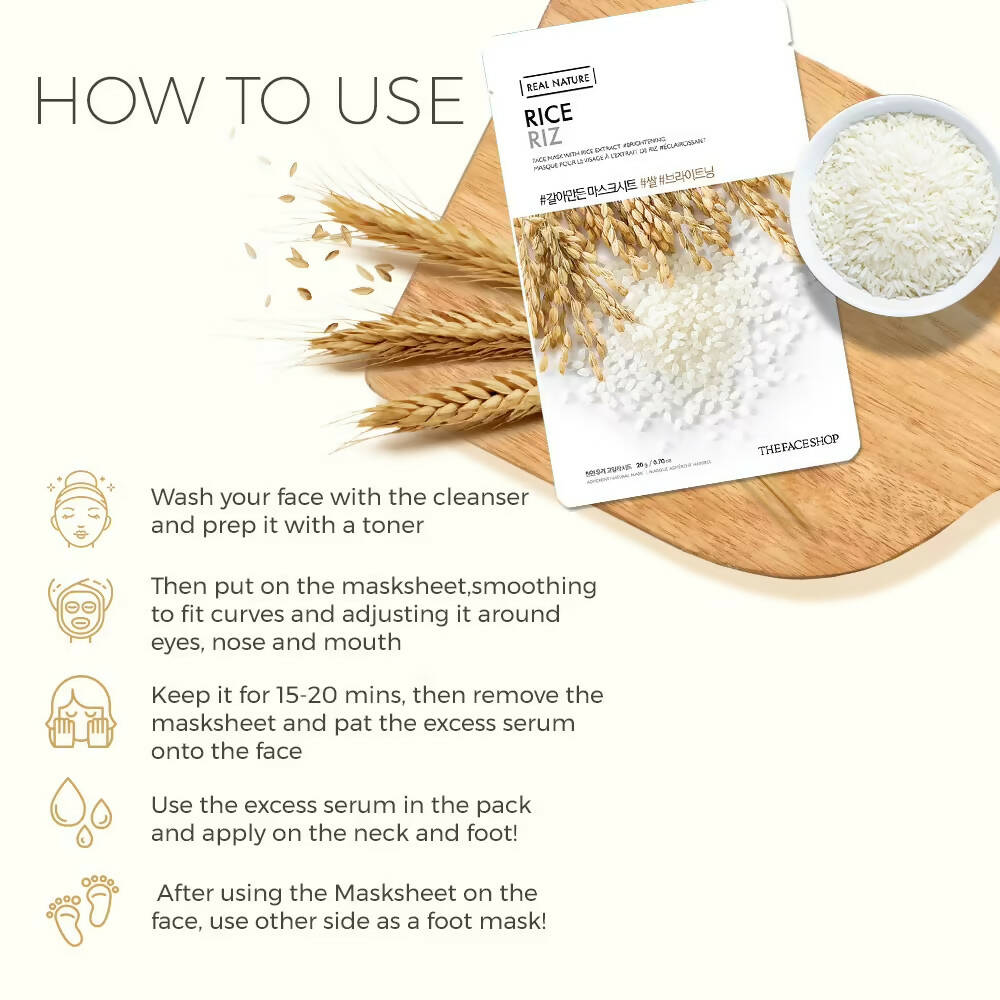 The Face Shop Real Nature Rice Face Mask - Korean Skincare