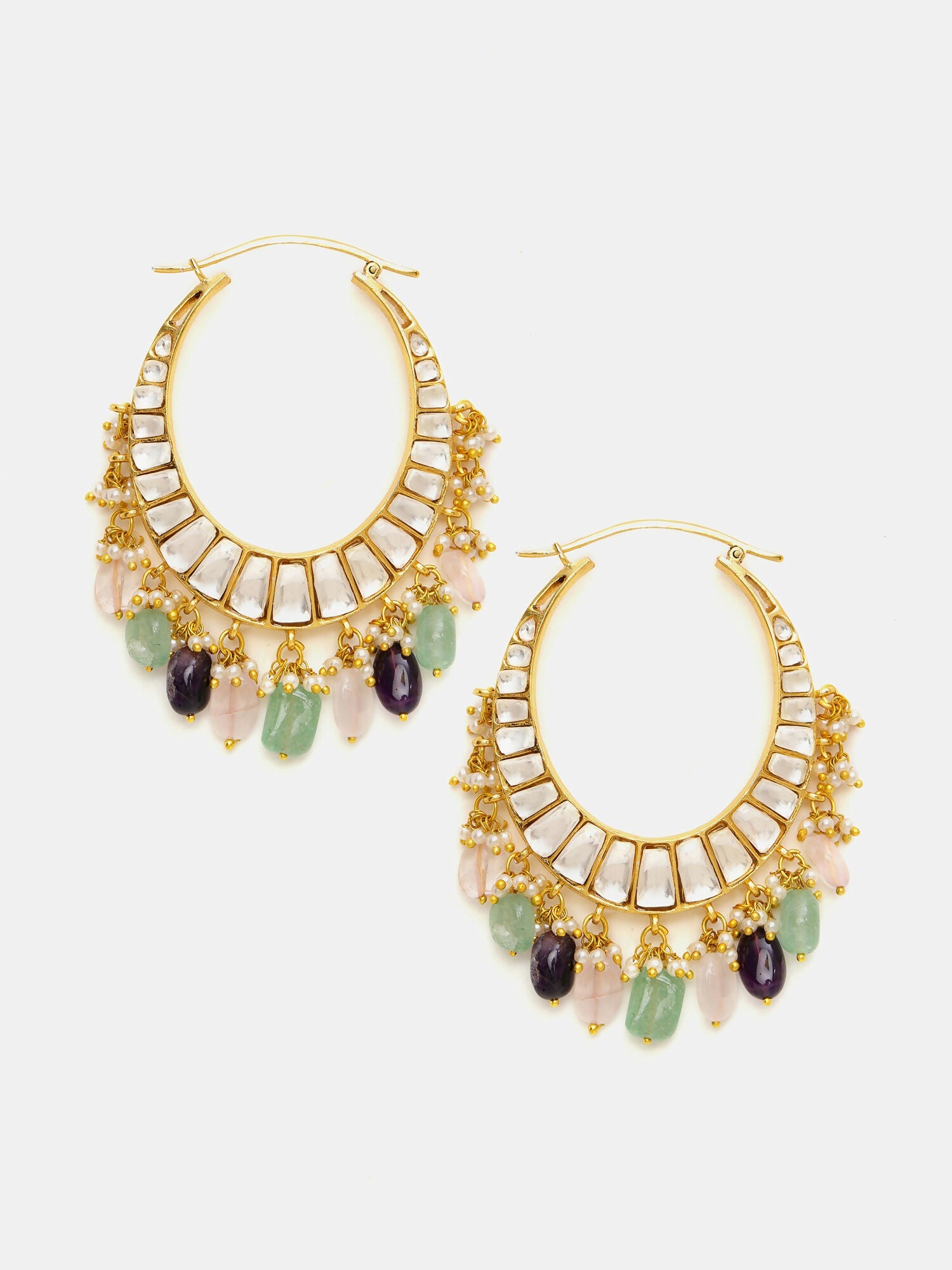 Ruby Raang Gold Polished Multi-Color Kundan Loops | Grab2Buy