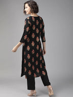 Yufta Black Ethnic Motifs Printed Kurta with Palazzo | Grab2Buy