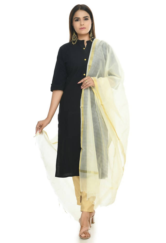Mominos Fashion Off White Banarsi Piping Dupatta | Grab2Buy