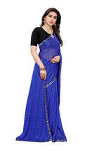 Vamika Blue Malai Silk Printed Saree (Zigzag Blue) | Grab2Buy