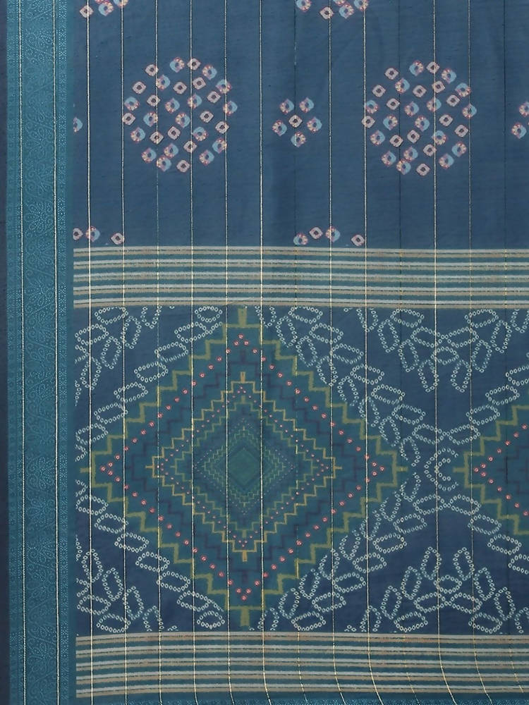Yufta Women Blue Bandhani Printed Regular Gotta Patti Kurta with Palazzo & With Dupatta | Grab2Buy