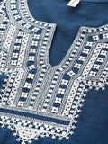 Yufta Women Blue And White Embroidered Kurta with Trouser & With Dupatta | Grab2Buy