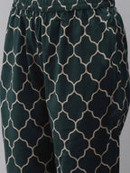 Yufta Women Mauve & Green Ethnic Motifs Printed Sequined Cotton Kurta Set & Dupatta | Grab2Buy