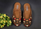 Tiny Bugs Girls Embroidered Strap Ethnic Mojaris - Black | Grab2Buy