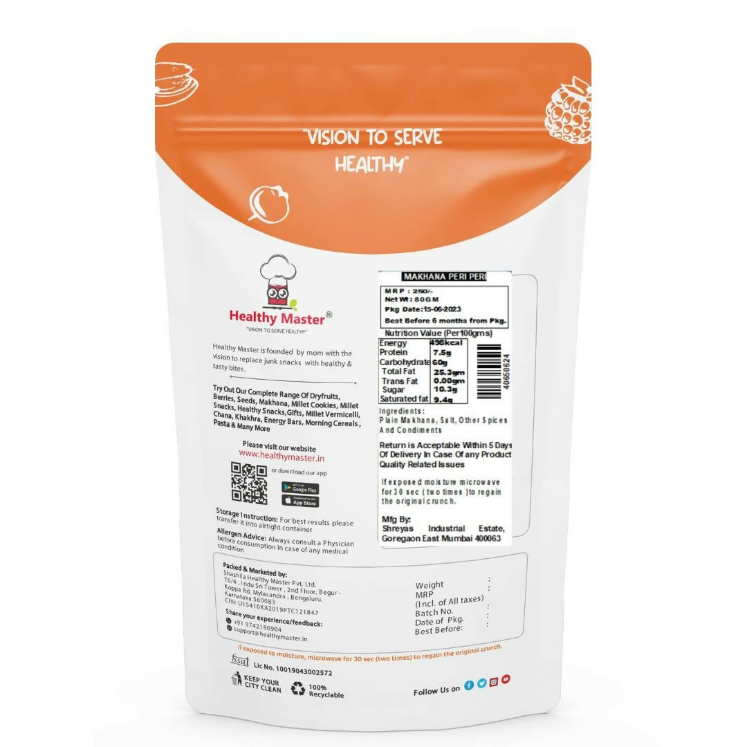 Healthy Master Crispy Roasted Fox Nuts (Makhana) - Peri Peri Flavour | Grab2Buy