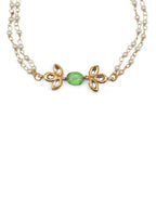 Gold-Polished Green White Kundan Beads Anklet Set Of 2 - Ruby Raang | Grab2Buy