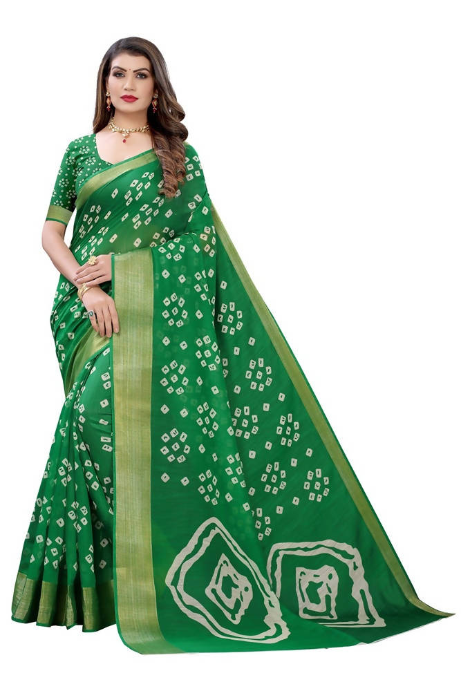 Vamika Green Linen Jari Border Saree | Grab2Buy