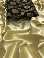Vamika Golden Satin Designer Saree (GOLD DUST BLACK) | Grab2Buy
