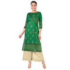 Aniyah Cotton Gold Print Straight Kurta In Green Color (AN-169K) | Grab2Buy