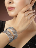 NVR Women's Silver-Toned German Silver Oxidised Kada Bangle | Grab2Buy